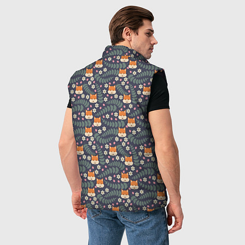 Мужской жилет Лесной паттерн с лисьими мордами / 3D-Черный – фото 4