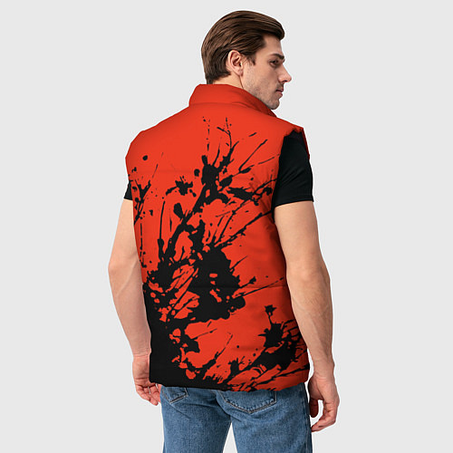 Мужской жилет Взрыв чёрной краски на красно-оранжевом / 3D-Черный – фото 4