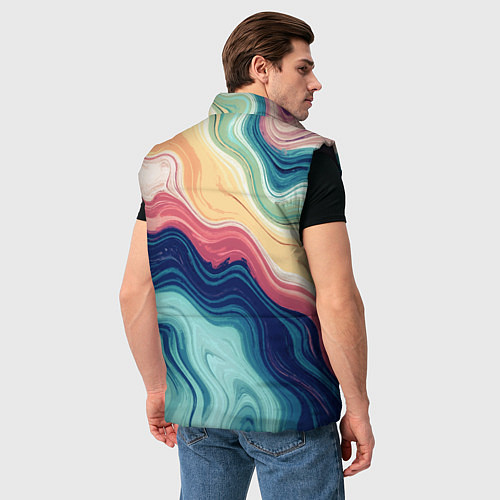 Мужской жилет Абстрактные волнистые линии синий / 3D-Черный – фото 4