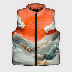 Мужской жилет Японский пейзаж абстракция, цвет: 3D-черный