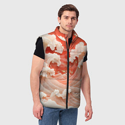 Мужской жилет Японские красные волны, цвет: 3D-черный — фото 2
