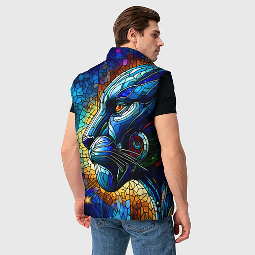 Мужской жилет Морда космической пантеры - неоновое свечение / 3D-Черный – фото 4