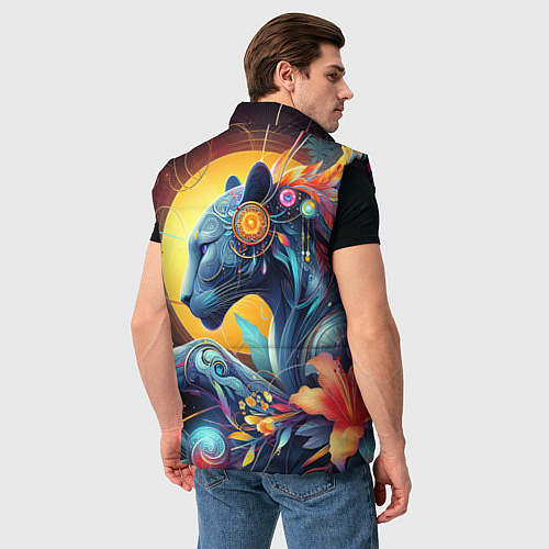 Мужской жилет Сказочная пантера - нейроарт фантазия / 3D-Черный – фото 4