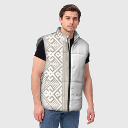Мужской жилет Узоры славянские в бежевом цвете, цвет: 3D-светло-серый — фото 2