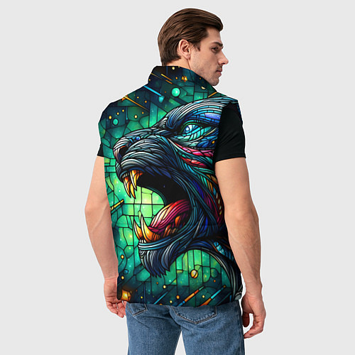 Мужской жилет Космический оборотень - витраж / 3D-Черный – фото 4