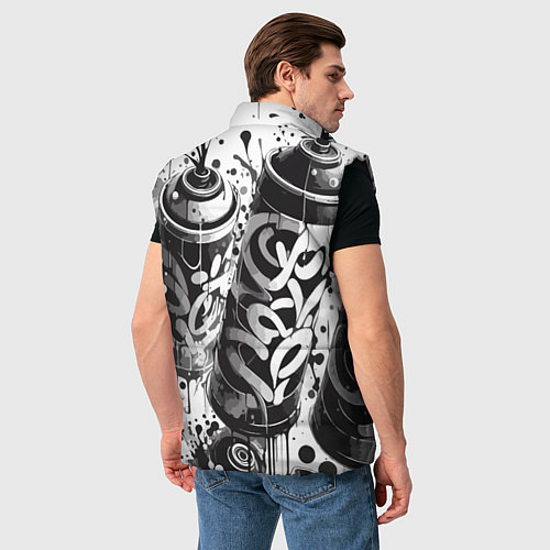 Мужской жилет Баллончики с краской - граффити / 3D-Черный – фото 4