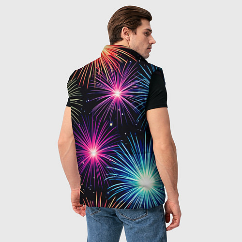 Мужской жилет Стилизованный праздничный салют / 3D-Черный – фото 4