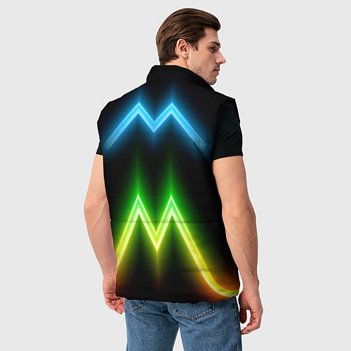 Мужской жилет Neon multicolored lines / 3D-Черный – фото 4