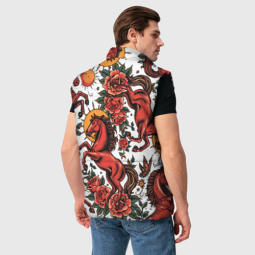 Мужской жилет Красный конь в стиле татуировки / 3D-Черный – фото 4