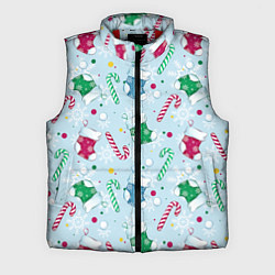 Мужской жилет Новогодний паттерн, цвет: 3D-красный