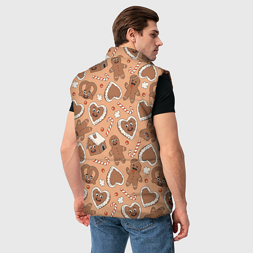 Мужской жилет Паттерн с новогодним печеньем / 3D-Черный – фото 4