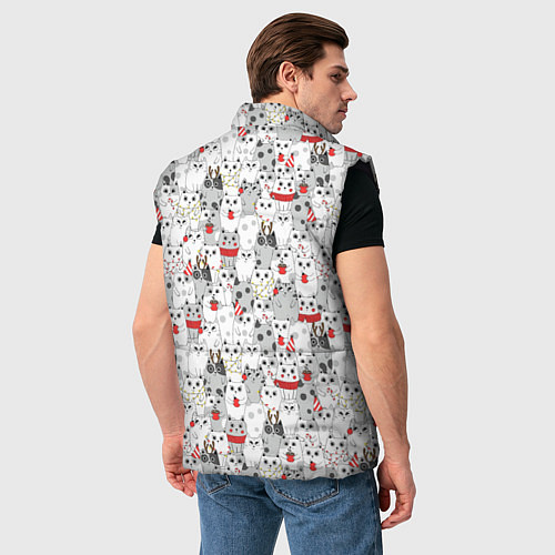 Мужской жилет Новогодние котики / 3D-Черный – фото 4