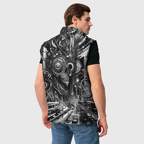 Мужской жилет Cyber urban skull - ai art fantasy / 3D-Черный – фото 4
