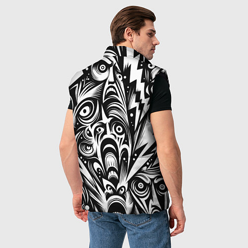 Мужской жилет Lightnings and faces - ai art fantasy / 3D-Черный – фото 4