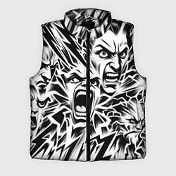 Мужской жилет Свирепые лица и молнии - нейроарт, цвет: 3D-черный
