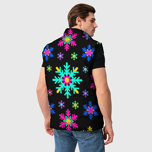 Мужской жилет Снежинки ретро / 3D-Черный – фото 4