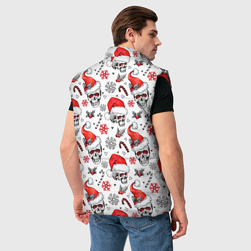 Мужской жилет Новогодние черепа / 3D-Красный – фото 4