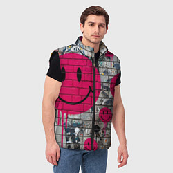 Мужской жилет Розовые смайлы граффити, цвет: 3D-черный — фото 2