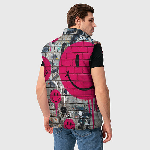 Мужской жилет Розовые смайлы граффити / 3D-Черный – фото 4