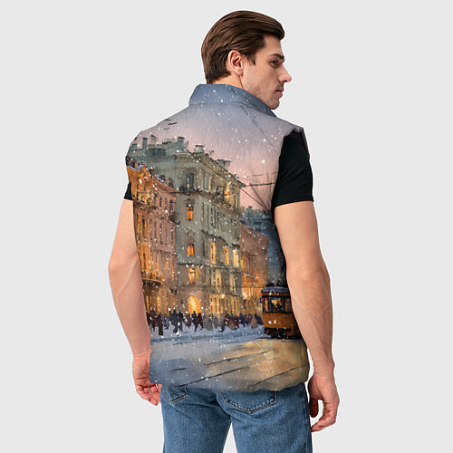 Мужской жилет Зимний Санкт-Петербург / 3D-Черный – фото 4