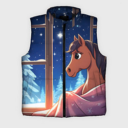 Мужской жилет Лошадка зимней звездной ночью, цвет: 3D-черный