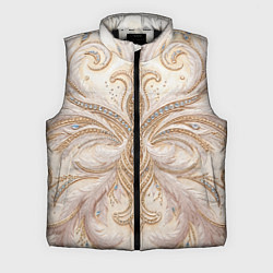 Мужской жилет Перламутровый орнамент с перьями, цвет: 3D-черный