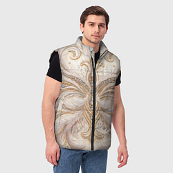 Мужской жилет Перламутровый орнамент с перьями, цвет: 3D-черный — фото 2