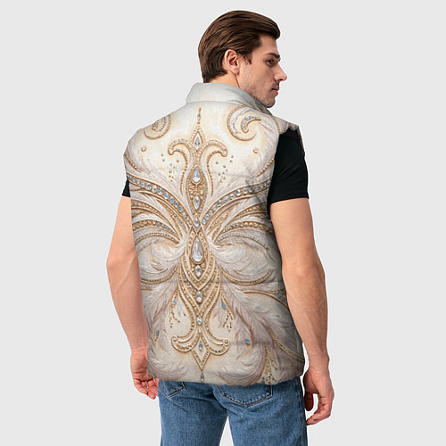 Мужской жилет Перламутровый орнамент с перьями / 3D-Черный – фото 4