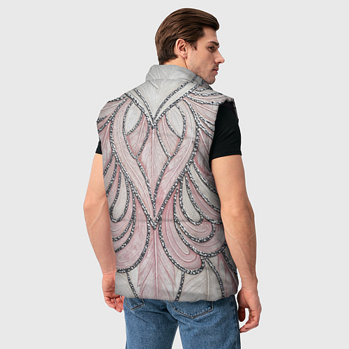 Мужской жилет Нежно розовый орнамент из перьев / 3D-Черный – фото 4