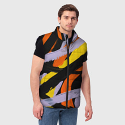 Мужской жилет Полоски краски абстракция, цвет: 3D-черный — фото 2