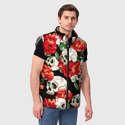 Мужской жилет Черепки и розы, цвет: 3D-светло-серый — фото 2