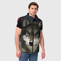 Мужской жилет Зимний волк, цвет: 3D-красный — фото 2