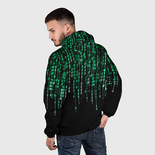 Мужская ветровка Цифровой поток из матрицы / 3D-Черный – фото 4