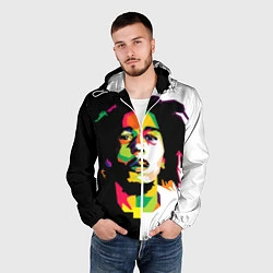 Ветровка с капюшоном мужская Bob Marley: Colors, цвет: 3D-белый — фото 2