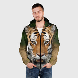 Ветровка с капюшоном мужская Рык тигра, цвет: 3D-черный — фото 2