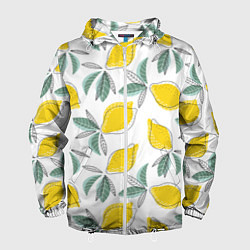 Ветровка с капюшоном мужская Лимончики, цвет: 3D-белый
