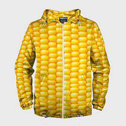 Ветровка с капюшоном мужская Сладкая вареная кукуруза, цвет: 3D-белый