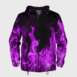 Ветровка с капюшоном мужская Фиолетовый огонь, цвет: 3D-черный