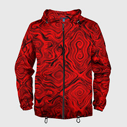 Ветровка с капюшоном мужская Tie-Dye red, цвет: 3D-черный