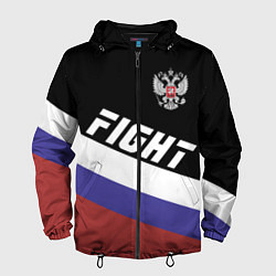 Ветровка с капюшоном мужская Fight Russia, цвет: 3D-черный