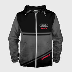 Ветровка с капюшоном мужская Audi: Crey & Black, цвет: 3D-белый