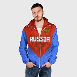 Ветровка с капюшоном мужская Russia Red & Blue, цвет: 3D-белый — фото 2