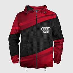 Ветровка с капюшоном мужская Audi: Red Sport, цвет: 3D-черный