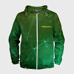 Ветровка с капюшоном мужская Cyberpunk 2077: Green Network, цвет: 3D-белый