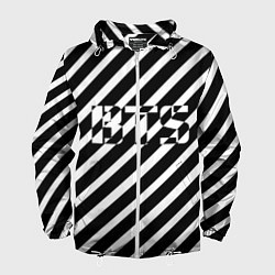 Ветровка с капюшоном мужская BTS: B&W Stripes, цвет: 3D-белый