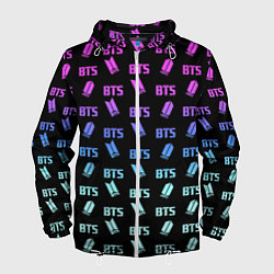 Ветровка с капюшоном мужская BTS: Neon Gradient, цвет: 3D-белый