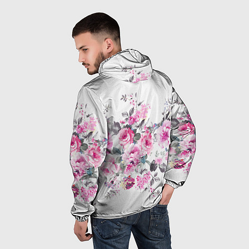 Мужская ветровка Розовые розы / 3D-Белый – фото 4