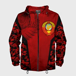 Ветровка с капюшоном мужская Камуфляж СССР, цвет: 3D-черный
