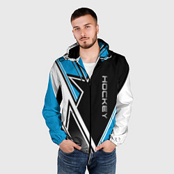 Ветровка с капюшоном мужская Hockey black blue white, цвет: 3D-черный — фото 2