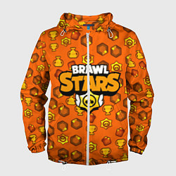 Ветровка с капюшоном мужская Brawl Stars: Orange Team, цвет: 3D-белый
